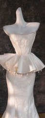 White tube top waist flared top hip fishtail long skirt bridal dress R5783
