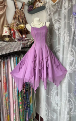 Light purple halter-neck fitted waist elegant princess short ball gown R7883