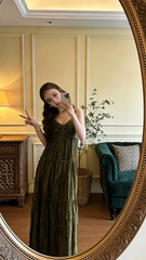 Dark green halter-neck long ball gown R8834
