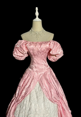 Light pink off-the-shoulder fitted waist slim-fitting ball gown with a full skirt R8107