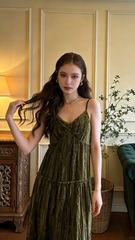 Dark green halter-neck long ball gown R8834