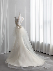 Off-white halter neck fitted waist slim fishtail long ball gown R8434