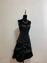 Black strapless fitted short ball gown R8683