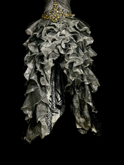 Gray strapless rhinestone-embellished, fitted waist, pleated, tiered skirt, long ball gown R6661