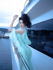Lake Blue Spaghetti Strap Waist-Cinched Fitted Floor-Length Elegant Prom Dress R7100