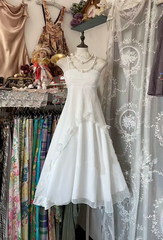 White halter-neck high-waisted midi ball gown R7460