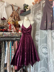 Fuchsia Spaghetti Strap Waist-Cinched Slim-Fit Full Skirt Short-Length Ball Gown R7420