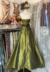 Dark green strapless A-line long ball gown R6326