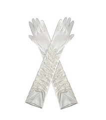 Gloves satin long white girls bride wedding dress birthday atmosphere     S6232