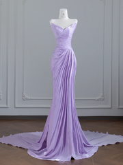 Light purple strapless fitted long ball gown R8245