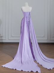 Light purple strapless fitted long ball gown R8245