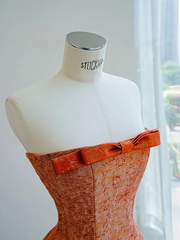 Orange tube-top slim waist elegant long skirt, prom dress R5671