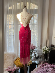 Rose pink halter-neck fitted bodycon long ball gown R7702