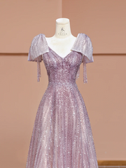 Light purple fitted long ball gown R8412