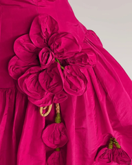 Rose red sleeveless slim waist A-line long skirt homecoming dress R4204