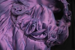 Purple one-shoulder 3D floral fitted long ball gown R6708