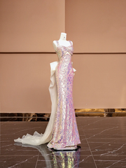 Light purple halter-neck fitted long ball gown R8413