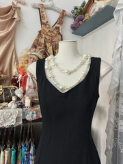 Black V-neck fitted long dress, ball gown R6309