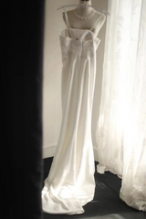 White halter-neck fitted long ball gown R6749