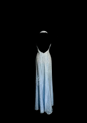 Light blue halter neck rhinestone fitted long ball gown R6671