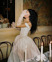 Off Shoulder White wedding dress Elegant Princess Bridal Gown        S7014