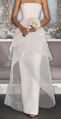 Strapless White wedding dress Elegant Princess Bridal Gown        S7047