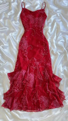 Red Chiffon Long Prom Dress Evening Party Dress     S7077