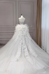Elegant Mermaid Sweetheart Tulle Lace Long Wedding Dresses     S7258