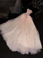 Pink strapless, fitted waist, full skirt, long ball gown R8733