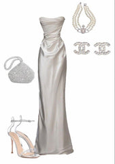 White Strapless Long Prom Dress for Women,Elegant Evening Dress      S7242