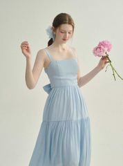 French style dress blue suspender skirt seaside wear long skirt holiday small skirt female R3564