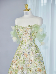 Light green off-shoulder fitted long ball gown R9001