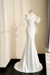 White collar bow tie waist slim fit hip elegant long skirt, prom dress R5684