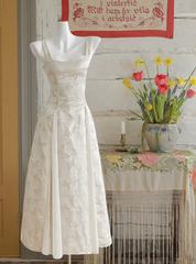 Ivory white suspender butterfly print waist slim A-line maxi dress, ball gown R6240