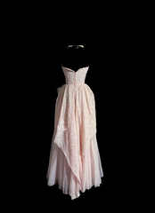Light pink strapless fitted waist elegant long ball gown R6648