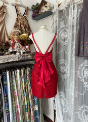 Red halter-neck, fitted, bodycon mini dress, prom dress R6364
