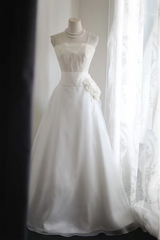 White halter-neck fitted A-line long ball gown R6804