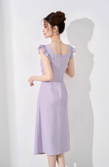 French style purple dress new hot style design temperament long skirt R4218