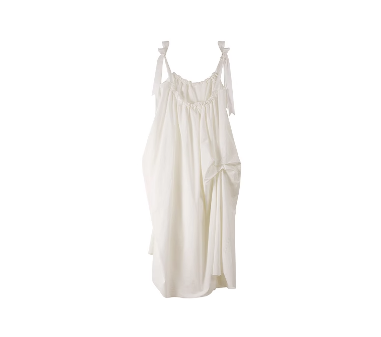 White moonlight three-dimensional suspender dress 2025 new irregular white niche long skirt R0160