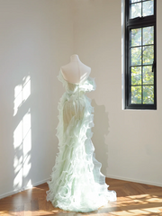 Light green strapless fitted long ball gown R8456
