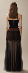 Black suspenders slim waist slim sexy long skirt homecoming dress R4389