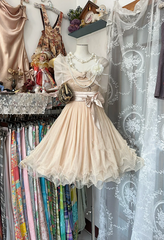 Light Brown Vintage Backless Fitted A-Line Mini Dress, Ball Gown R6212