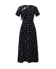 Black new Chinese dress 2025 new niche design long skirt high-end temperament cheongsam skirt R0112