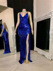 Royal blue evening dress long prom dress     S898