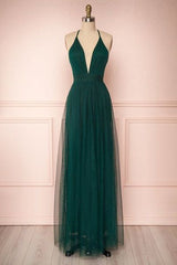 Forest Green long prom dress   S862
