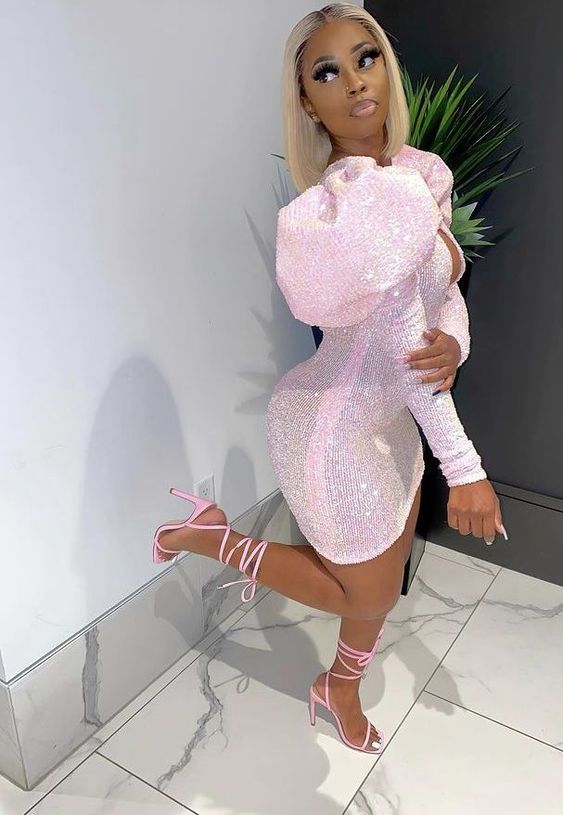 Pink birthday outfit black girl hoco dress Cocktail Dress   S818