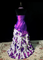 Purple strapless fitted waist long elegant ball gown R8675