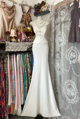 White tube top waisted top hip fishtail elegant long skirt ball gown R6134