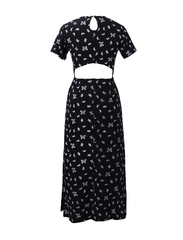 Black new Chinese dress 2025 new niche design long skirt high-end temperament cheongsam skirt R0112