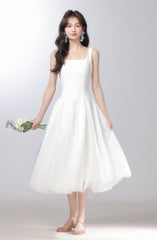 French gentle style white suspender dress women's clothing 2025 new long skirt R1977